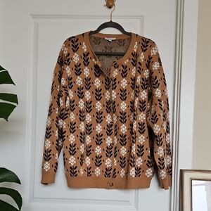 Polagram Floral Tan Cardigan